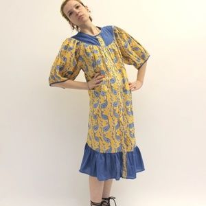 Yellow/Blue Paisley BATSHEVA Housedress - like new!